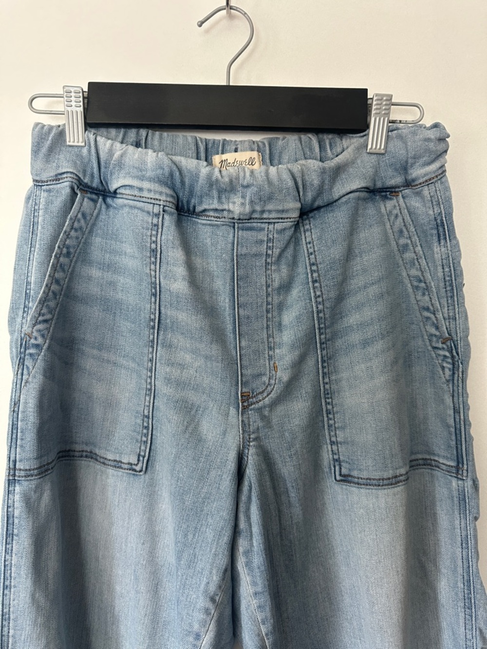 Madewell Pull-On Relaxed Jeans Lisford Wash Elastic Waist Straight Leg Boyfriend - Picture 4 of 10